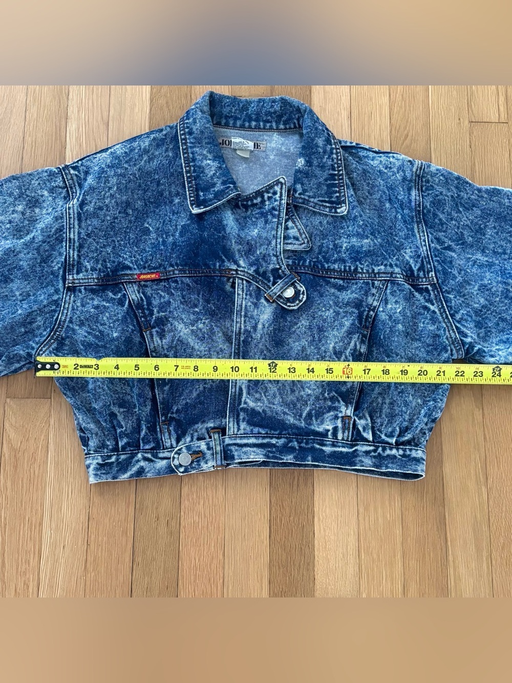 Vintage 80s Jordache Denim Jacket Womens M Avant Garde Acid Wash Crop Asymmetric - Picture 7 of 16
